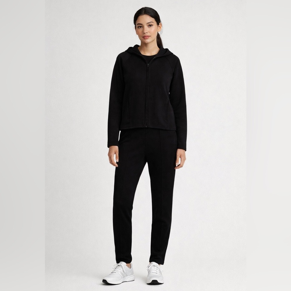 Uniqlo Black Women's Zip Hoodie and Straight Pants Set